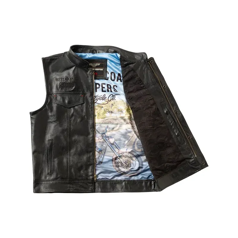 cafe 4 racer - WCC x 13 1/2 Dominator leather riding vest - WEST COAST CHOPPERS Vesty 