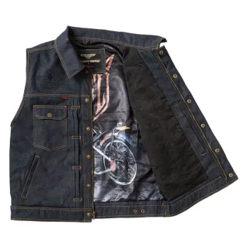 cafe 4 racer - WCC x 13 1/2 Dominator RAW denim riding vest - WEST COAST CHOPPERS Vesty 