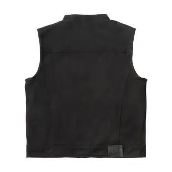 cafe 4 racer - WCC x 13 1/2 Dominator black canvas riding vest - WEST COAST CHOPPERS Vesty 