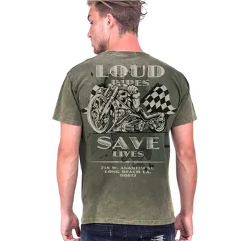 cafe 4 racer - WCC Loud Pipes t-shirt vintage green - WEST COAST CHOPPERS Tričká 
