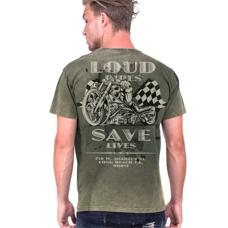 cafe 4 racer - WCC Loud Pipes t-shirt vintage green - WEST COAST CHOPPERS Tričká 