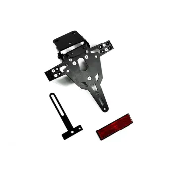 cafe 4 racer - Universal License Plate incl. E-approved LED license plate light + reflector, 2mm aluminium black coated, fits Euro - KEDO License plate holders 