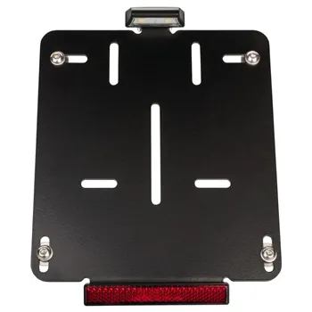 cafe 4 racer - Universal License Plate incl. E-approved LED license plate light + reflector, 2mm aluminium black coated, fits Euro - KEDO License plate holders 