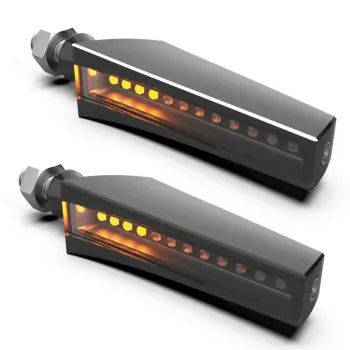 cafe 4 racer - Cobra Motorcycle Sequential LED 2in1 position light with turn signal smoked pair - Cafe4Racer Running light LED turn signal 