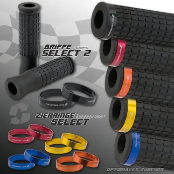 cafe 4 racer - Rubber grip "Select2" blue - HS MOTO Germany 22mm &  7/8 inch 4251352632579