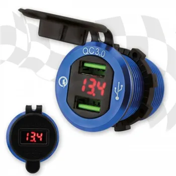 cafe 4 racer - Dvojitá USB zásuvka modrá - HS MOTO Germany USB port 4251352687852
