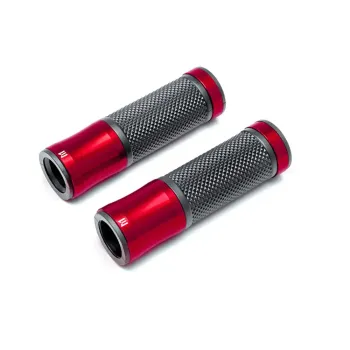 cafe 4 racer - Sportz Anodized CNC Machined Aluminum / Rubber Hand Grips + Bar Ends - 7/8" Dark Orange - MAX-INC  22mm &  7/8 inch 