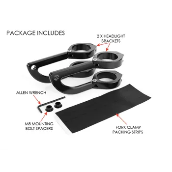 cafe 4 racer - MAX Rogue Černé kontrastní CNC obráběné držáky světlometů - MAX-INC  Držáky světlometů 