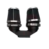 cafe 4 racer - BMW K-Series Air Intake adapter Black ABS for 2 filters 54 mm outlet + 2x 54mm air filters CHROME - Cafe4Racer Air filter adpaters & Intake 