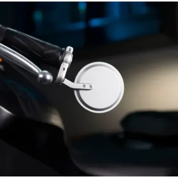 cafe 4 racer - Round Handle Bar End Side Mirrors CR1 silver - Cafe4Racer Bar end mirrors 