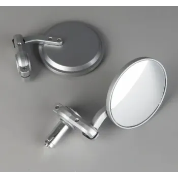 cafe 4 racer - Round Handle Bar End Side Mirrors CR1 silver - Cafe4Racer Bar end mirrors 