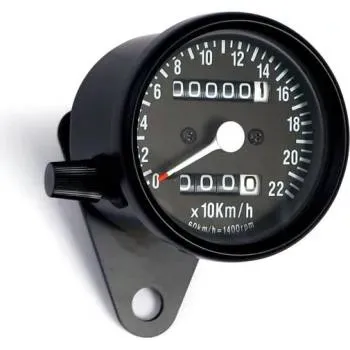 cafe 4 racer - LED mini speedo 2:1 kmh. Chrome with black face plate - MCS Analog speedometers 