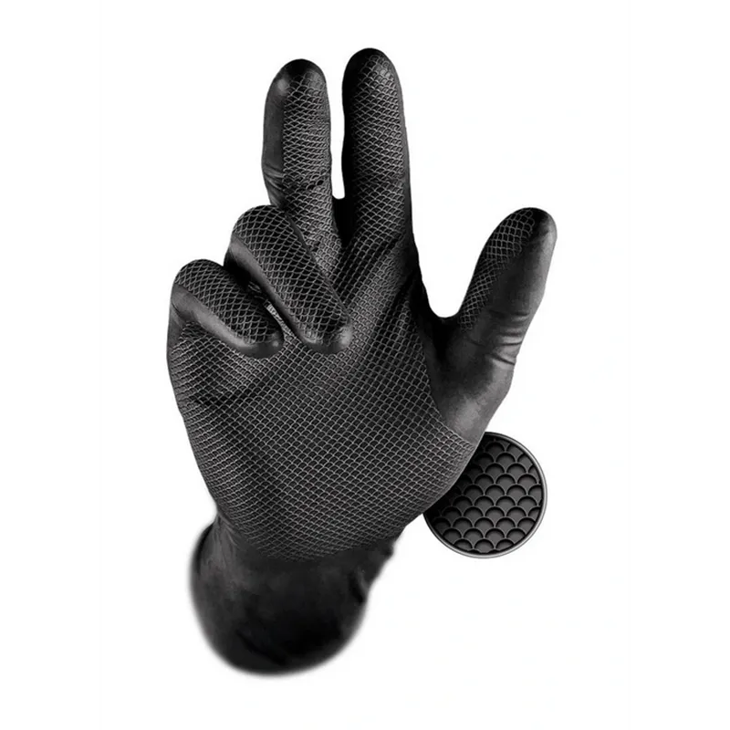 cafe 4 racer - Grippaz 246A Protišmykové nitrilové rukavice čierne veľkosť M/8 - 50ks -  Jednorázové nitrilové rukavice 5391515867567