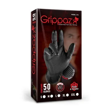 cafe 4 racer - Grippaz 246A Protišmykové nitrilové rukavice čierne veľkosť M/8 - 50ks -  Jednorázové nitrilové rukavice 5391515867567
