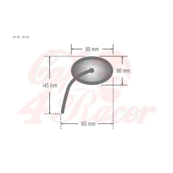 cafe 4 racer - Moto-X handlebar mirror, black, left or right side - Cafe4Racer Standard mirrors 