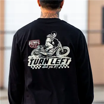 cafe 4 racer - Biltwell Left turn longsleeve t-shirt black - BILTWELL T-Shirts 