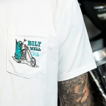 cafe 4 racer - Biltwell Reaper t-shirt white - BILTWELL Tričká 