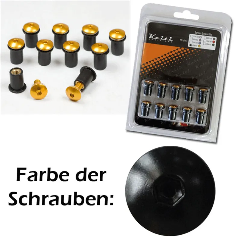 cafe 4 racer - Keiti Windshield Set M5 x 18 Ø 12mm Aluminum Black SET 10 pcs -  Screw nuts sets pins orings 4251352624574