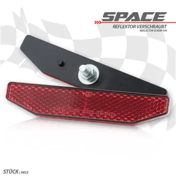 cafe 4 racer - LESKLÝ REFLEKTOR, OBDELNÍKOVÝ, 132X13MM, ČERVENÝ - Shin Yo Reflektor - odrazky 4054783231836