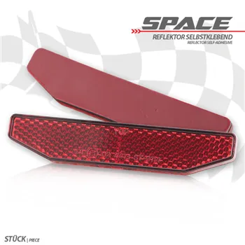 cafe 4 racer - Sada odrazek "Shield" červená lichoběžníková s držákem M 28 x 110 x 4.7 - HS MOTO Germany Reflektor - odrazky 4251926911628