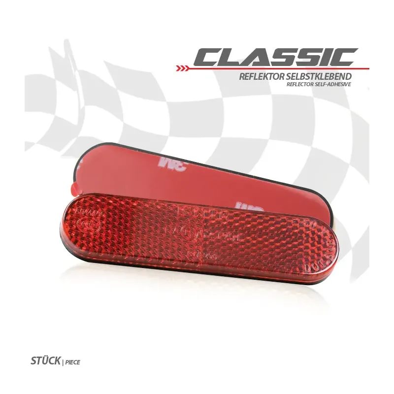 cafe 4 racer - Reflector "Classic" red rounded without frame Dimensions: 96 x 24 x 9 - HS MOTO Germany Reflectors 4251352603401