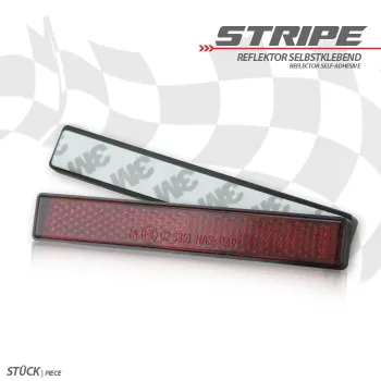 cafe 4 racer - Reflector Set "Track" red hexagonal with edge with holder L 125 x 18 - HS MOTO Germany Reflectors 4251926911161