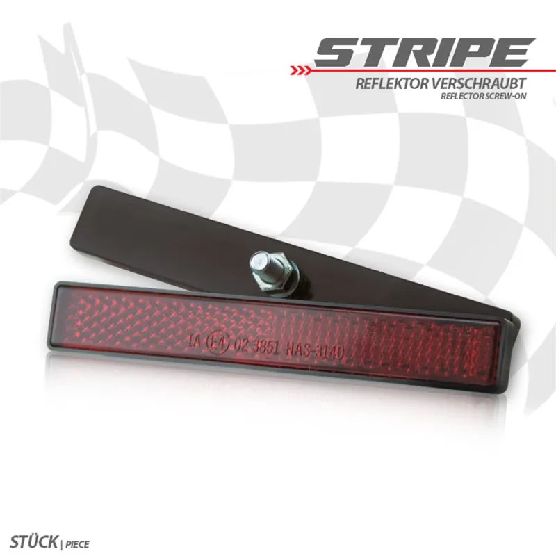 Reflector "Stripe" rectangular red with border Dimensions: 102.5 x 15.3 x 7mm