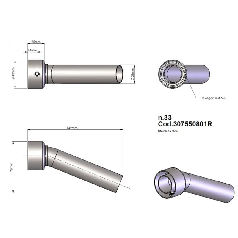 cafe 4 racer - Leovince "DB-Killer" N.33 Code 307550801R Dimensions: Silencer Ø 43 mm Outlet 28 - LeoVince Accessories 4251352661630