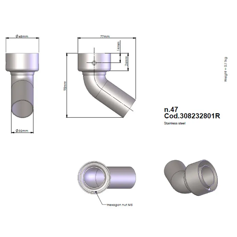 cafe 4 racer - Leovince "DB-Killer" N.47 Code 308232801R Dimensions: Silencer Ø 48 mm Outlet 32 - LeoVince Accessories 4251352661654
