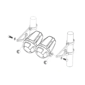 cafe 4 racer - Sada držáků lampy CNC hliník černý Ø: 57 mm 4 černé svorky a 2 - HS MOTO Germany Držáky světlometů 4251352671721