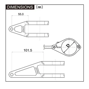 cafe 4 racer - Sada držáků lampy CNC černá Ø: 35 mm krátká 4 svorky a 2 držáky - Daytona Držáky světlometů 4251352631671