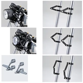 cafe 4 racer - CNC Lamp Holder Set Aluminum Black Fork Ø 35mm 4 x Black Clamps + - Daytona Headlights  brackets & holders   4251926903142