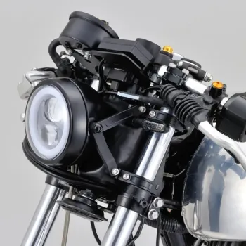 cafe 4 racer - CNC Lamp Holder Set Aluminum Black Fork Ø 35mm 4 x Black Clamps + - Daytona Headlights  brackets & holders   4251926903142
