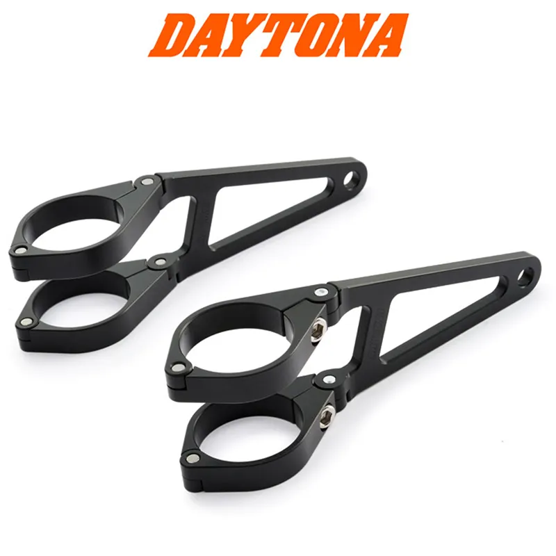 cafe 4 racer - Sada držáků lampy CNC dlouhá černá Ø: 49mm 4 svorky a 2 držáky - Daytona Držáky světlometů 4251352631589