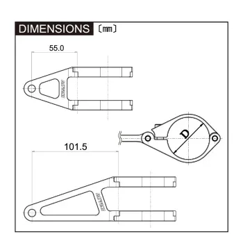 cafe 4 racer - Sada držáků lampy CNC dlouhá černá Ø: 49mm 4 svorky a 2 držáky - Daytona Držáky světlometů 4251352631589