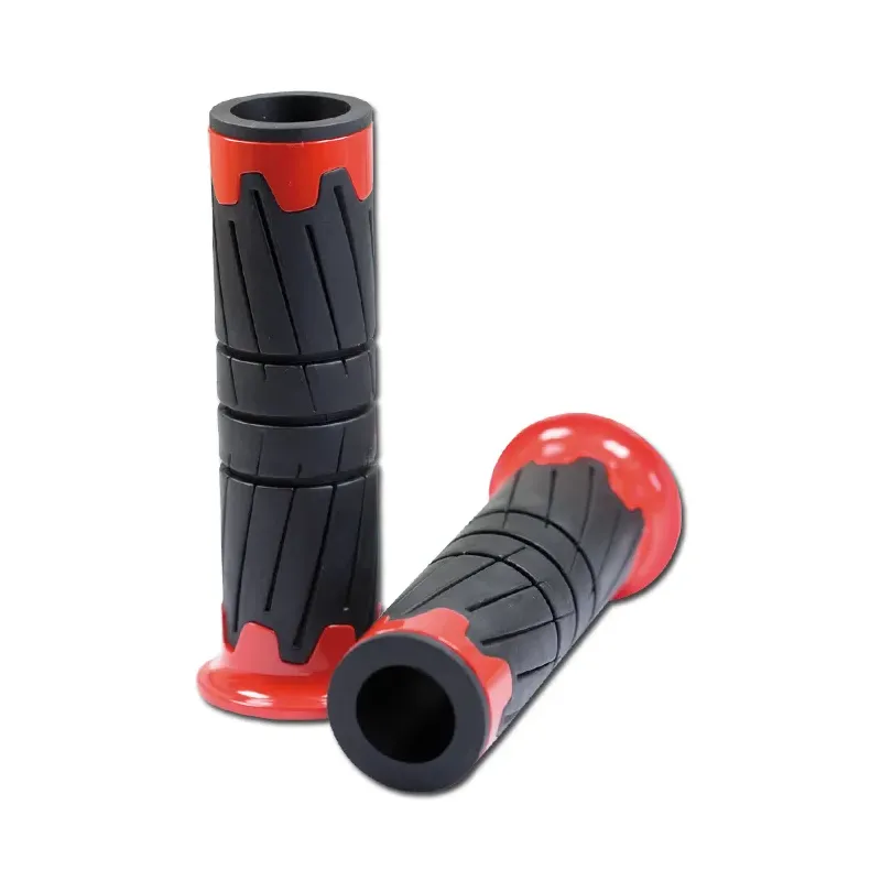 cafe 4 racer - Grip Rubber "Glossy" 7/8 / 22mm Red ABS/Rubber L: 125mm Open End - HS MOTO Germany 22mm &  7/8 inch 4251352602756