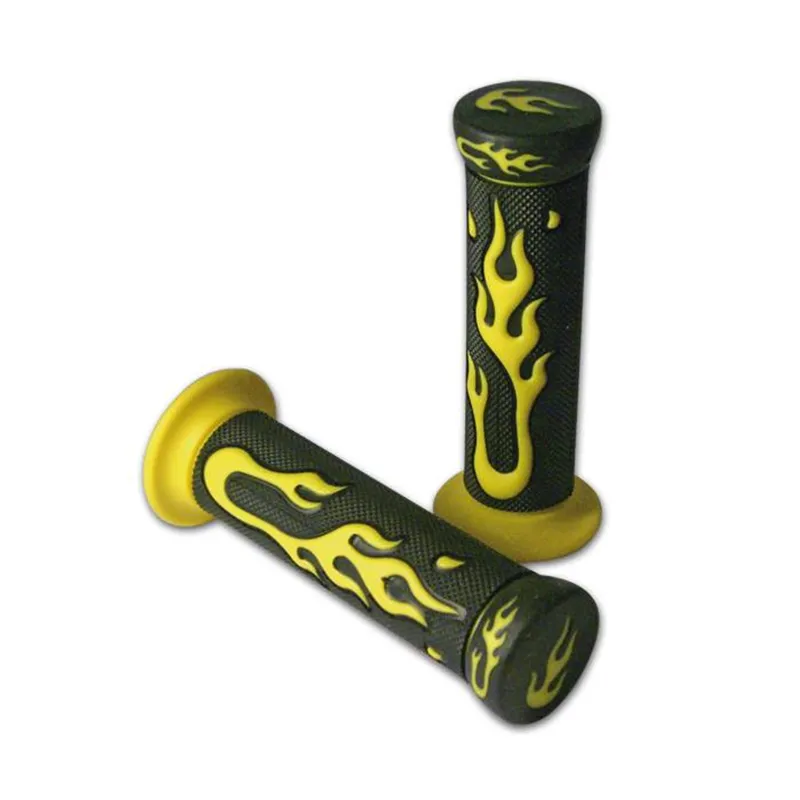 cafe 4 racer - Grip guma "Plamen" 7/8 / 22mm Černá/Žlutá Guma D: 130mm Uzavřená - HS MOTO Germany 22 mm & 7/8 inch 4251352615671