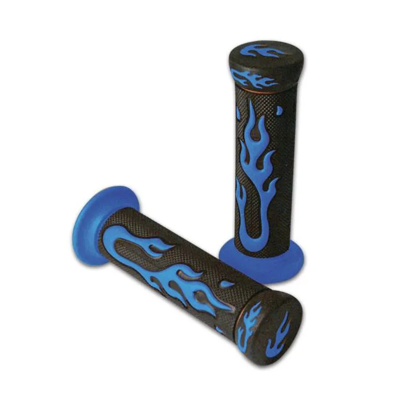 cafe 4 racer - Handles ATV Rubber "Flame" black/ blue closed 22mm L130 mm - HS MOTO Germany 22mm & 7/8 inch 4251352617743