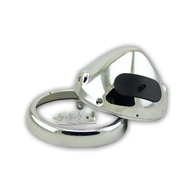 cafe 4 racer - Headlight Housing 5-3/4" "Bullet" 5-3/4&quot Bullet Chrome M8 Side Housing + Ring + Screws - HS MOTO Germany Headlight housing 4251352670960