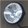 cafe 4 racer - LED světlomet "Flash" 7 palců matně černý prizmatický reflektor M8 boční britský styl čiré sklo - HS MOTO Germany Světla LED 4251352670892