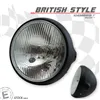 cafe 4 racer - Headlight "British Style" 7 Inch Black H4 Side M8 Frosted Glass E-approved - HS MOTO Germany Headlights side mount 4251352668769