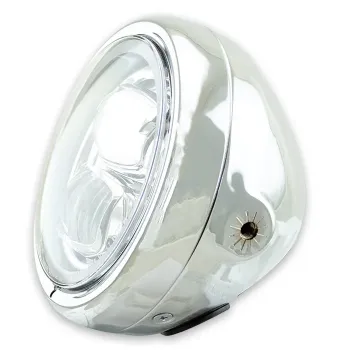 cafe 4 racer - LED Headlight "Pearl" 5-3/4" 5-3/4&quot chrome LED M8 side Ø 165mm E-approved - HS MOTO Germany LED Headlight & inserts 4251352631763