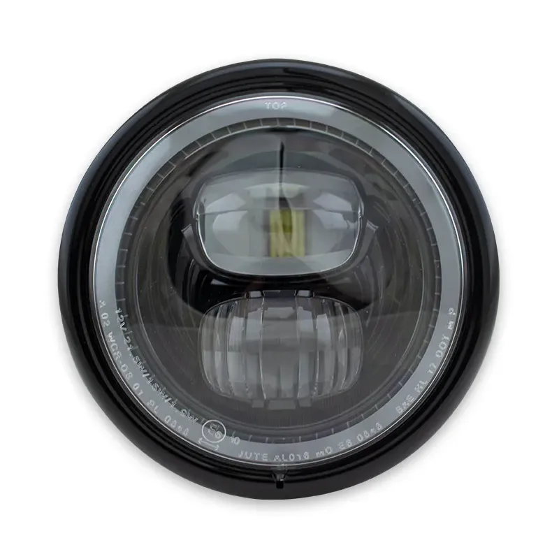cafe 4 racer - LED Headlight "Pearl" 5-3/4" 5-3/4&quot black gloss LED M8 side Ø 165mm E-approved - HS MOTO Germany LED Headlight & inserts 4251352657824