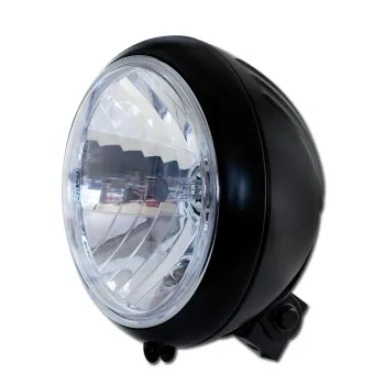 cafe 4 racer - Smoothie 4-1/2" headlamp with peak visor. Black - MCS Headlights bottom mount 
