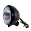 cafe 4 racer - Headlight "Groove" 7" H4 black clear parking light 4W bottom M10 E-approved - HS MOTO Germany Headlights bottom mount 4251352609304