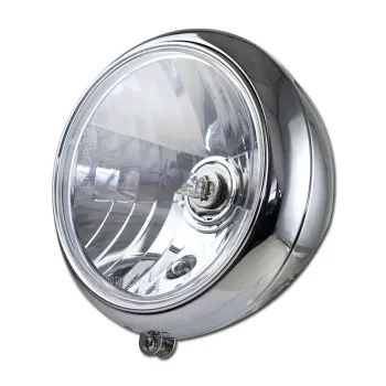 cafe 4 racer - HIGHSIDER 5 3/4 inch LED Headlight ATLANTA black/chrome - Highsider Headlights bottom mount 