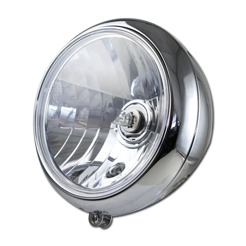cafe 4 racer - Headlight "Groove" 7" H4 chrome clear Parking light 4W bottom M10 E-approved - HS MOTO Germany Headlights bottom mount 4251352609311