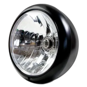 cafe 4 racer - Smoothie 4-1/2" headlamp with peak visor. Black - MCS Headlights bottom mount 