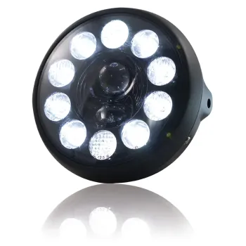 cafe 4 racer - HIGHSIDER 5 3/4" LED světlomet PECOS TYPU 7 s kroužkem parkovacího světla, matně černý - Highsider Světla LED 4054783255634