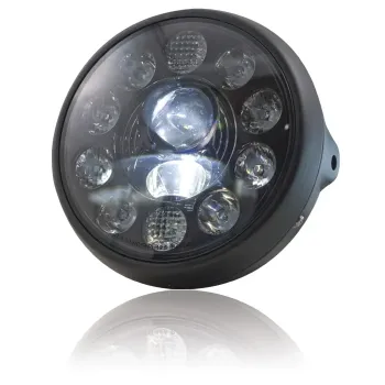 cafe 4 racer - LED světlomet "Britský styl" 7" černý 10 LED boční M8 E-schválený - HS MOTO Germany Světla LED 4251352601193